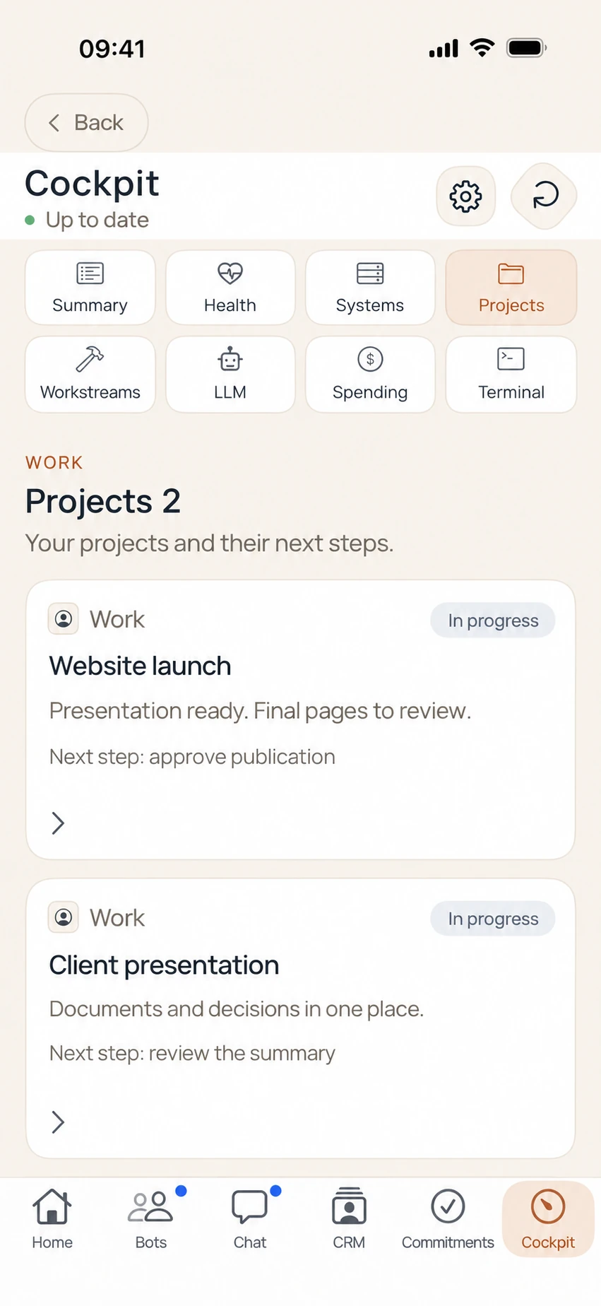 Adapted preview of the MEMIA projects screen with fictional demo content.